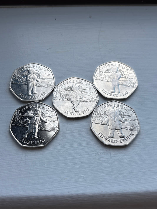 Rupert the Bear 100th Anniversary 50p Uncirculated Coins Full Set